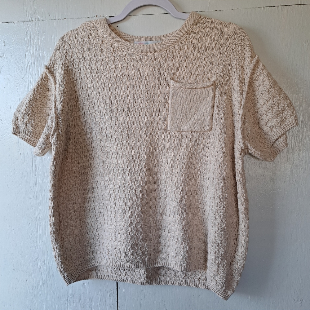 Free People Beach Cotton Knit Short Sleeve Pocket Top SZ XS